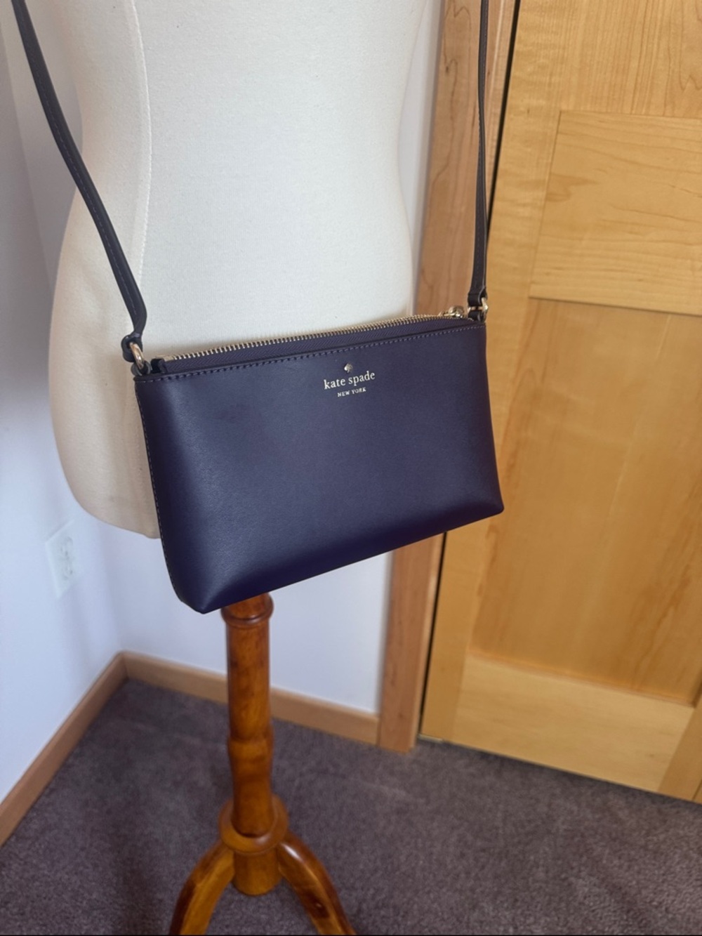 kate spade purple leather crossbody bag with gold-tone hardware